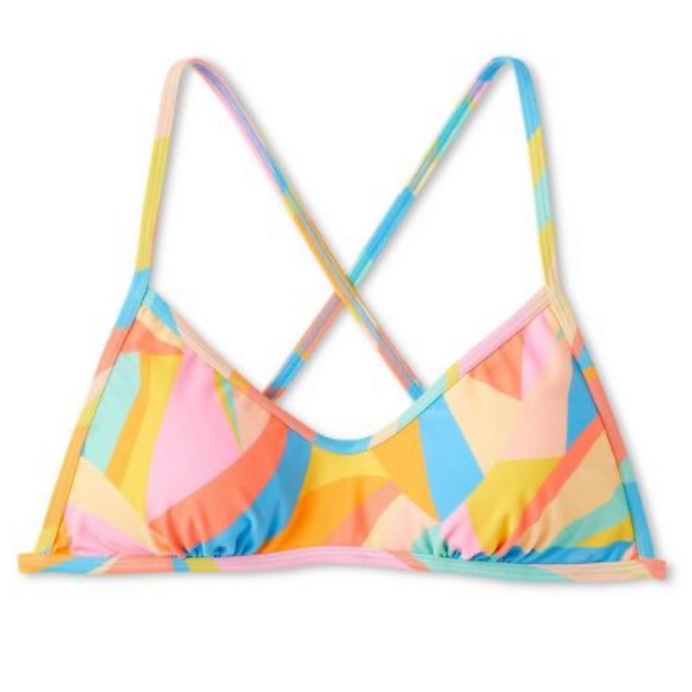 WILD FABLE WOMENS BIKINI TOP MULTICOLOR BRALETTE SCOOP NECK NWT